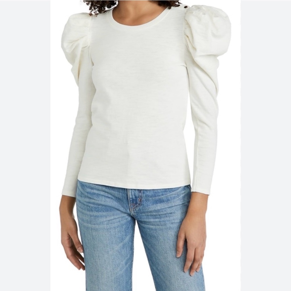 Nation Ltd Krista Feminine Party Tee in Off White Cream NWT Size XS Long Sleeve